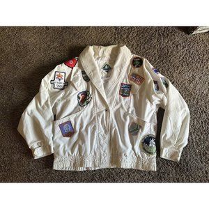 Vintage Crosswinds Women's Button Up Jacket White Medium W International Patches
